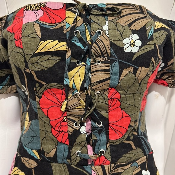 Guess Womens Tropical Romper Floral Off-Shoulder Corset Style Front Size 4 - Picture 7 of 14